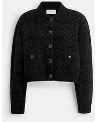 COACH - Signature Cropped Cardigan - Lyst