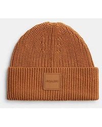 COACH - Berretto Lavorato A Maglia Con Patch - Lyst