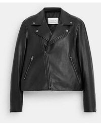 COACH - Leather Moto Jacket - Lyst