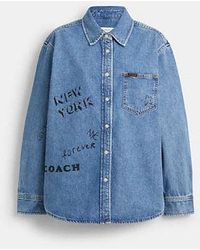 COACH - Hemd Aus Denim Mit Skizzen-Print - Lyst