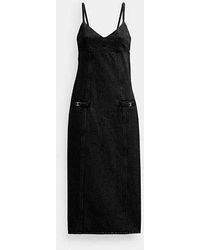 COACH - Heritage C Long Denim Dress - Black, Size Large | 65% Polyester, 35% Cotton Lining - Lyst