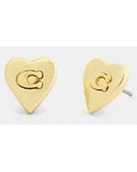 COACH - Signature Heart Stud Earrings - Lyst