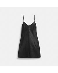 COACH - Short Leather Dress - Lyst