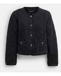 COACH - Heritage C Quilted Denim Jacket - Black, Size X-small | 65% Polyester, 35% Cotton Lining - Lyst
