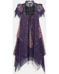 COACH Mini Tiered Dress With Ruffle Sleeve - Purple