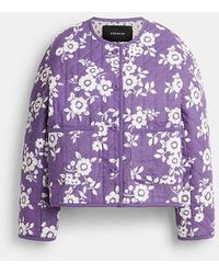 COACH - Quilted Floral Jacket - Lyst