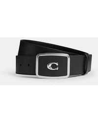 COACH - Signature Plaque Buckle Belt - Lyst