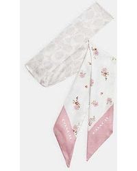 COACH - Floral Print Silk Skinny Scarf - Lyst