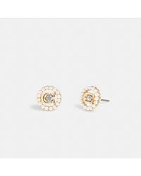 COACH - Signature Crystal Pearl Stud Earrings - Lyst