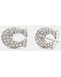 COACH - Pavé C Stud Earrings - Lyst