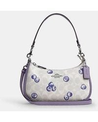 COACH - Teri Shoulder Bag With Blueberry Print - Purple | Leather - Lyst