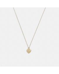COACH - 14k Gold Heart Pendant Necklace - Lyst