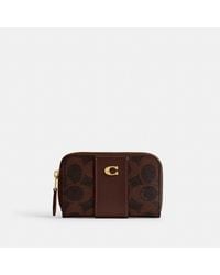 COACH - Essential Small Zip Around Card Case In Signature Canvas - Lyst
