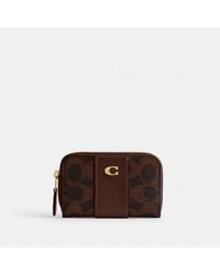 COACH - Essential Small Zip Around Card Case In Signature Canvas - Lyst