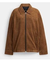 COACH - Oversized Suede Jacket - Lyst