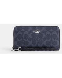 COACH - Long Zip Around Wallet In Signature Canvas - Lyst