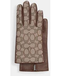 COACH - Signature Jacquard And Leather Tech Gloves - Lyst