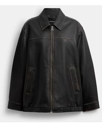 COACH - Loved Oversized Leather Jacket - Lyst