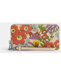 COACH - Long Zip Around Wallet With Floral Print - Lyst