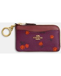 Coach Outlet Mini Skinny Id Case With Graphic Ditsy Floral Print in Pink