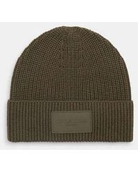 COACH - Knit Beanie With Rubber Patch - Lyst