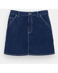 COACH - Denim Utility Button Skirt - Lyst