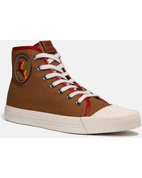coach high top button up sneaker