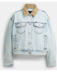 COACH - Denim Jacket With Corduroy Collar - Lyst