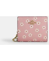 COACH - Snap Wallet With Floral Print - Lyst