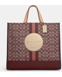 Coach Outlet Leather Dempsey Tote 40 In Signature Jacquard With Stripe ...