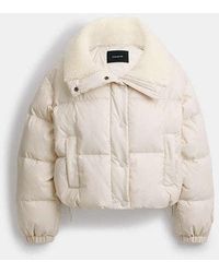COACH - Cropped Puffer With Sherpa - Lyst