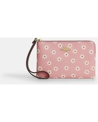 COACH - Corner Zip Wristlet With Floral Print - Lyst