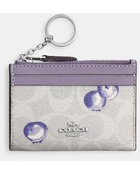 COACH - Mini Skinny Id Case In Signature Canvas With Blueberry Print - Lyst