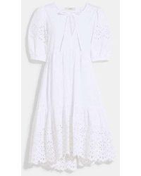 COACH - Broderie Anglaise Puff Sleeve Dress In Organic Cotton - Lyst