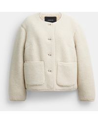 COACH - Short Sherpa Cardi Jacket - Lyst