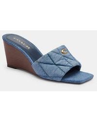 COACH - Emma Quilted Denim Wedge ( Denim) Sandals - Lyst