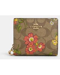 COACH - Snap Wallet In Signature Canvas With Floral Print - Lyst