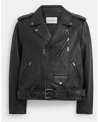 COACH - Leather Moto Jacket - Lyst