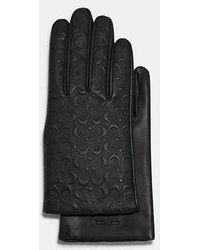 COACH - Signature Leather Tech Gloves - Lyst