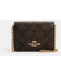 COACH - Mini Wallet On A Chain In Signature Canvas - Lyst