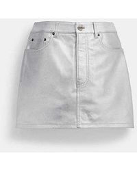 COACH - Leather Mini Skirt In Metallic - Lyst