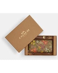COACH - Boxed Long Zip Around Wallet In Signature Canvas With Floral Print - Lyst