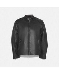 COACH - Leather Racer Jacket - Lyst