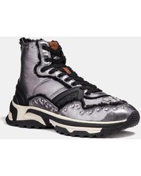 coach high top button up sneaker