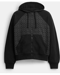 COACH Signature Full Zip Hoodie in Black for Men | Lyst
