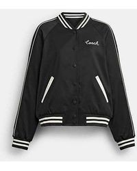 COACH Leather Rexy Varsity Jacket in Black | Lyst