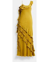 COACH - Bias Dress With Ruffle Neckline - Lyst