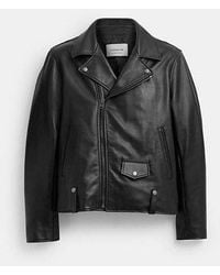 COACH Racer Leather Jacket in Brown for Men | Lyst