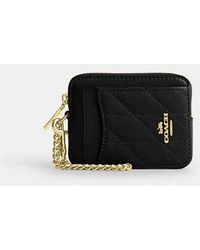 COACH - Zip Card Case With Quilting - Lyst