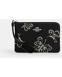 COACH - Corner Zip Wristlet With Sparkly Butterfly Print - Lyst